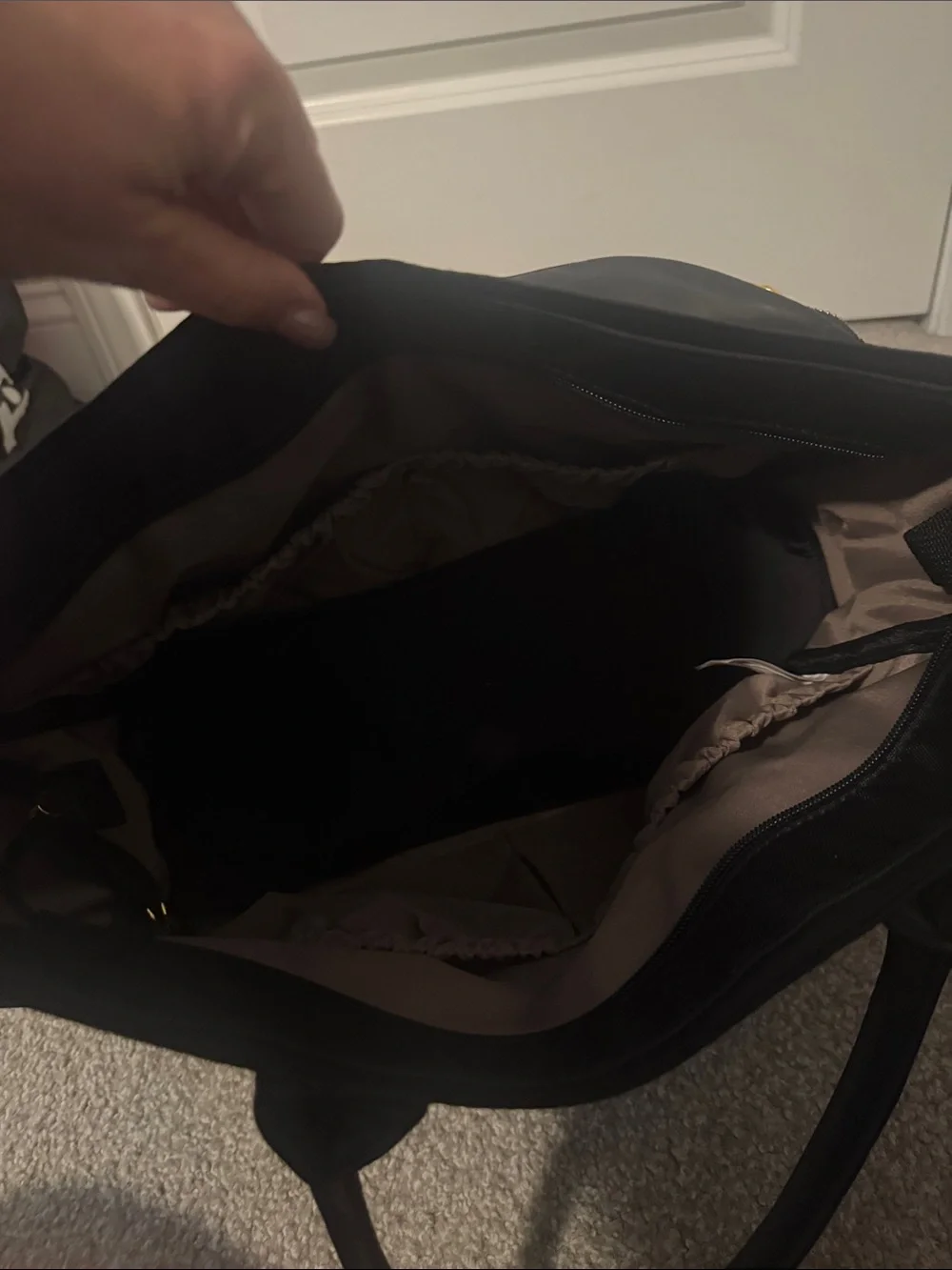 Black Skip Hop Bag with Gold Hardware